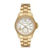 Michael Kors Everest Three-Hand Gold-Tone Stainless Steel Watch MK7401 White