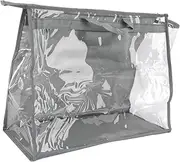 [BESPORTBLE] 1Pc Hanging Clothes Bag Transparent Storage Organizer for Wardrobe Capacity Dust Pouch with Stitching for Home and Travel Grey