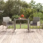 vidaXL Garden Chairs with Cushions 2 pcs Poly Rattan Grey