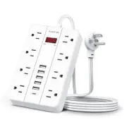 Power Strip Surge Protector with 6 USB (1USB C) Ports, 5 ft Extension 5FT White