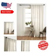 Light Filtering 52x84 Inch Linen Curtain Panel - Romantic Modern Design
