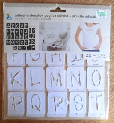 NEW Momenta "Adhesive Stencils" for Use on Fabric: 1" White Alphabet/Numbers