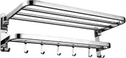 Bathroom Towel Rails Stainless Steel Towel Rack Bathroom Free Punching Wall-Mounted 2-Layer Storage Towel Rod Shower Shelf Organizer Silver/17X23.5X50Cm LWX