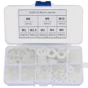 650 Pcs White Nylon Flat Washer Assortment Kit, round Flat Nylon Washers