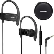 MOXKING Wired Earphone with Microphone Volume Control Ear Hook and Case, Sweatproof Sport Earphones for Running Exercise Gym Workout, Wrap Around Headphones for Cellphones