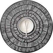 FunWheat Vinyl Placemats Set of 6 Round Place Mats Metallic Heat-Resistant Table Mats 15 inches Decorative (Black Circle)