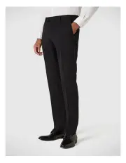 [Politix] Slim Fit Premium Wool Silk Tuxedo Pant With Satin Side Stripe in Black