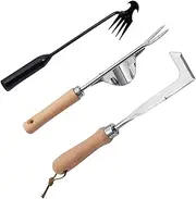 3 Pack Weed Puller Tool, Manual Hand Weeder Paver, Stainless Steel Crevice Weeding Digger Tool, Paving Brick Moss Removal, Lawn Edger and Driveway Pedestrian Walkway, Manual Weeding Machine