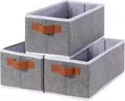 Small Storage Basket 3-Pack,Foldable Open Storage Bins, Storage Boxes with Handl
