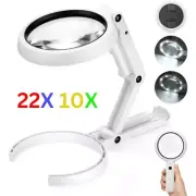 Magnifying Glass with Light and Stand, Large Foldable Handheld Magnifying Glass