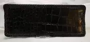 Handmade ALLIGATOR WALLET real BLACK Leather w Edge LACING Mens Bi-fold Billfold