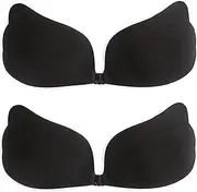 [Hilssexet] Pack of 2 Adhesive Bra Push Up Strapless Bra with Front Buckle Bra Backless Reusable Invisible Bra