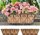 Wall Planters (2 Pack, 16 Inch) Window Flower Boxes Outdoor, Deck Railing Hangin