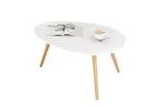 Wood Coffee Table Set Drop Shape Side Tables White Modern Home Furniture