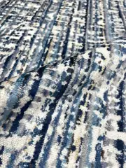 3/4 yard D.V. Kap Home Dynamix Ocean Blue Abstract Velvet Upholstery Fabric