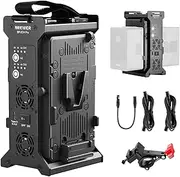 NEEWER V Mount Battery Charger Dual Channel with 100W PD USB C Fast Charging， DC 48V/DC24V/100W PD/D TAP Outputs， Multifunctional Metal Charger Compatible with SmallRig NEEWER PS099E VB99， BP-2CH Pro