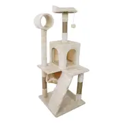 Furtastic 135cm Cat Tree Scratching Post Condo Tower Furniture - Beige