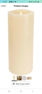 Luminara Realistic Moving Flame LED Candle (6.25"x15") Melted Edge Smooth Fin...