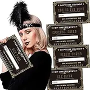 24 Pieces 1920s Party Mugshots Signs Photo Booth Props 1920s Art Jazz Mug Shots Decorations for Selfie Props Wedding Jazz Bachelorette Party Supplies