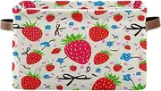 Vibrant Strawberries Storage Fabric Bins with Handle, Collapsible Nursery Room Organizer Storage