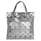 【ISSEY MIYAKE 三宅一生】BAOBAO 原色透光幾何方格6x6手提包(銀/亮面)