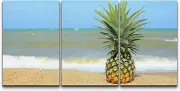 16"x24"-Beach Pineapple Wall Art Nature Canvas Prints Set of 3