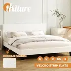 Oikiture Bed Frame Queen Double King Single Mattress Base Boucle Fabric Platform