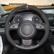 DIY Custom Black Suede Leather Steering Wheel Cover For Audi A3 A4 A5 A6 A7 S6