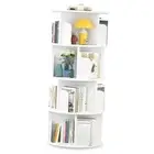Rotating Bookshelf, Small Corner Bookshelf for Small Space, 360 Display White