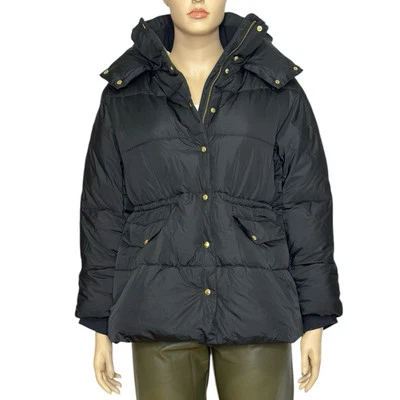 NWT J.CREW Chateau Hooded Puffer Jacket W/ PrimaLoft Insulation, Black, XXL