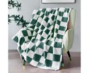 Checkered Throw Blanket -Soft Fleece Blankets & Throws, Throw Blankets For Couch Sofa , Travel Blanket,Green