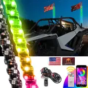 For 2024-2025 Polaris RZR XP 1000 Pair 3FT RGB Whip Lights w/Plug-Play Whip Wire