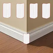 Self Adhesive Baseboard Corner Blocks, Thickened Rubber Corners Protectors Guards Trim for Wall,Furniture, Edge(White, 4PCS)