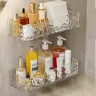 2 Acrylic Shower Shelves, Shower Caddy Adhesive, Over-The-Toilet Storage, Shower