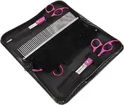 Happyyami 1 Set Multi Functional Pet Grooming Scissors Set Dog Hair Trimmer Kit with Curved and Straight Stainless Steel Shears Lightweight Ergonomic Design for Easy Use