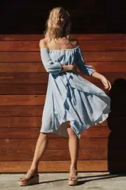 Cooper St Light Up My Life Off Shoulder Dress Chambray