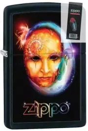 Zippo 28669 venetian mask black matte finish full size Lighter + FLINT PACK
