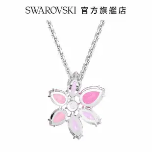 【SWAROVSKI 官方直營】SWAROVSKI 施華洛世奇 Gema 鏈墜 混合式切割 花朵 粉紅色 鍍白金色 交換禮物