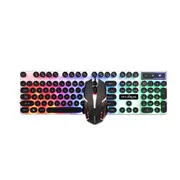 Q210 Rainbow Backlit USB Wired 104Key Mechanical Keyboard and 1600 DPI LED Mouse Combo BLACK COLOR