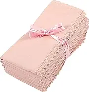 Grownhome Arts Blush Pink lace cotton linen 85%cotton 15%Linen 6 pcs set size-18x18 inches Dinner Napkins Everyday Use Premium Quality Over Sized Cloth Napkins Hemmed Ultra Soft Durable Hotel Quality