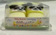 Baby Booties Socks 0-6M Fiddlesticks Yellow and White Striped Panda Design