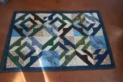 Homemade Patchwork Lap Quilt Handmade Abstract Multicolor 56"x38"