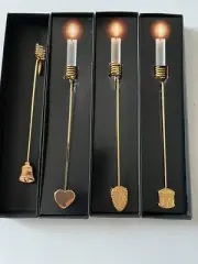 Vintage George Jensen Gold Christmas Tree candleholder, set of 4 from "Denmark"
