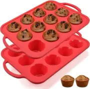Silicone Muffin Pan, Metal Reinforced Frame Cupcake Pan 12 Cups