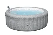 Bestway Lay-Z-Spa 1.96m x 71cm Bali MaxHold EnergySense UltraFit Smart AirJet 6 Grey Rattan Round Inflatable Spa - 6001N