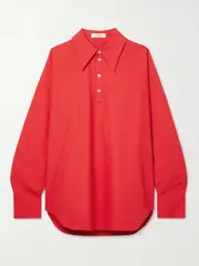 [INTERIOR] INTERIOR - The Regatta Oversized Cotton-poplin Shirt - Red - x large x large Red