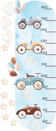 [Namly Design] Wallsticker - Retro Cars / Height Measure