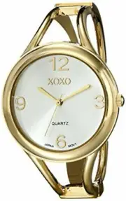 NEW XOXO XO1096 Women's Analog Silver Sunray Dial Yellow Gold Metal Bangle Watch