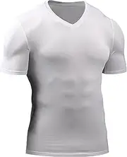 [Generic] Mens Shaper V-Neck Sweatproof Undershirt Muscle Gym Workout Athletic Shaping T Shirt Slim Compression T-Shirt