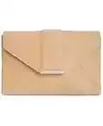 INC Luci Clutch Envelope Shoulder-Bag Gold Chain Strap Vegan Leather Tan NWT